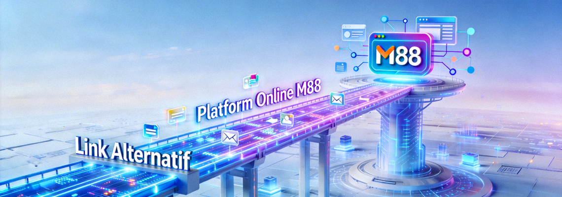 Ilustrasi konsep link alternatif sebagai jembatan akses ke platform online M88